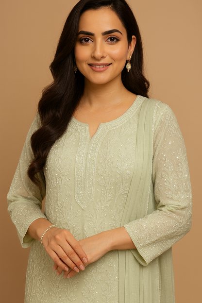 Sage & Shimmer Chikankari Viscose Set