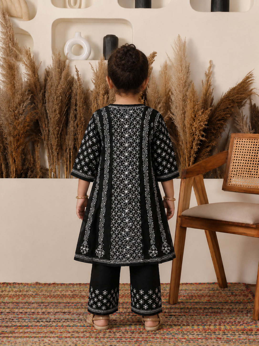 Shehzadi Cotton Black Anarkali Set