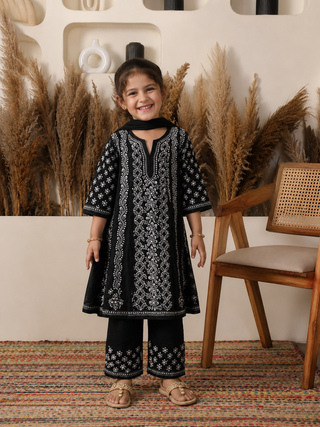 Shehzadi Cotton Black Anarkali Set