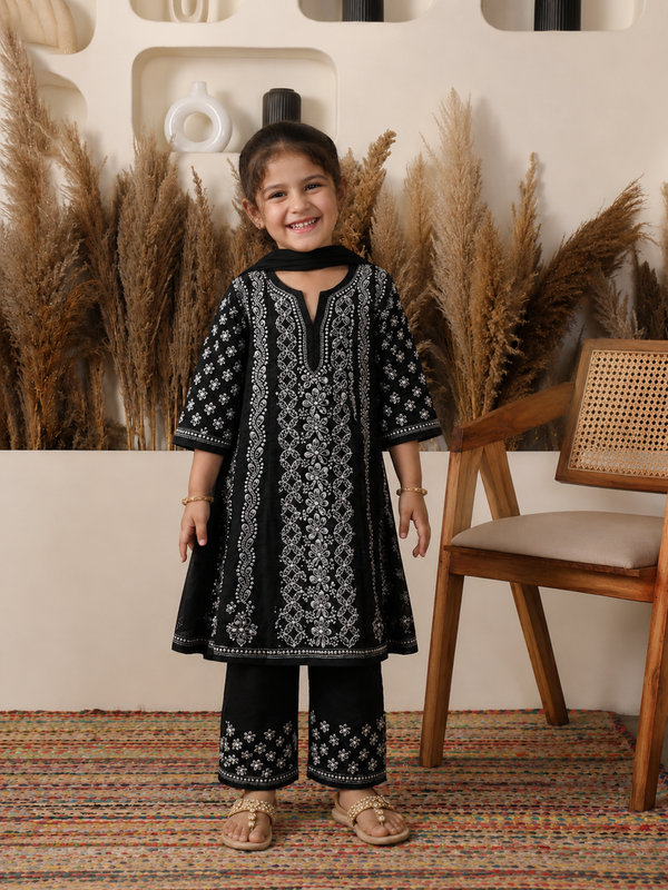 Shehzadi Cotton Black Anarkali Set