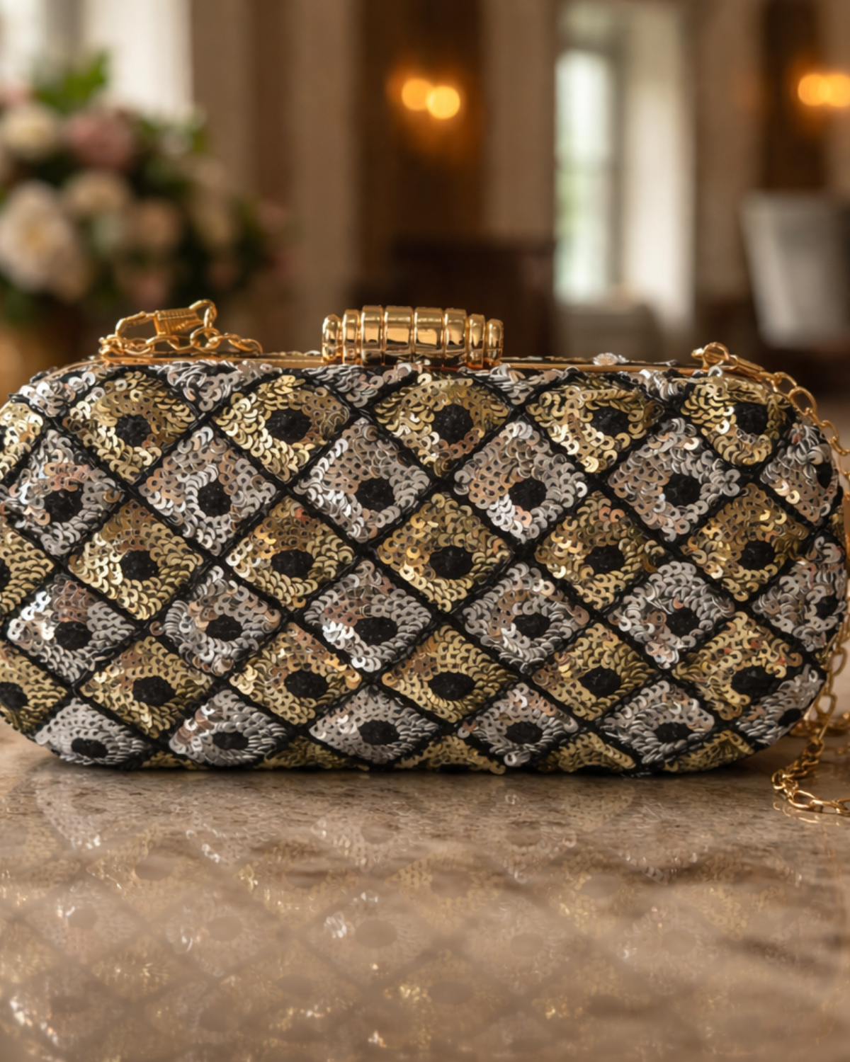 Golden Mosaic Evening Clutch