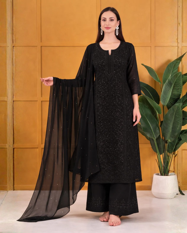 Rivaaz Viscose Chikankari Suit Set