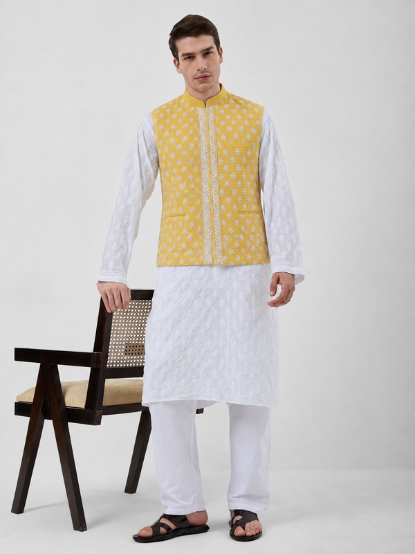 The Limited-Edition Chikankari Nehru Jacket