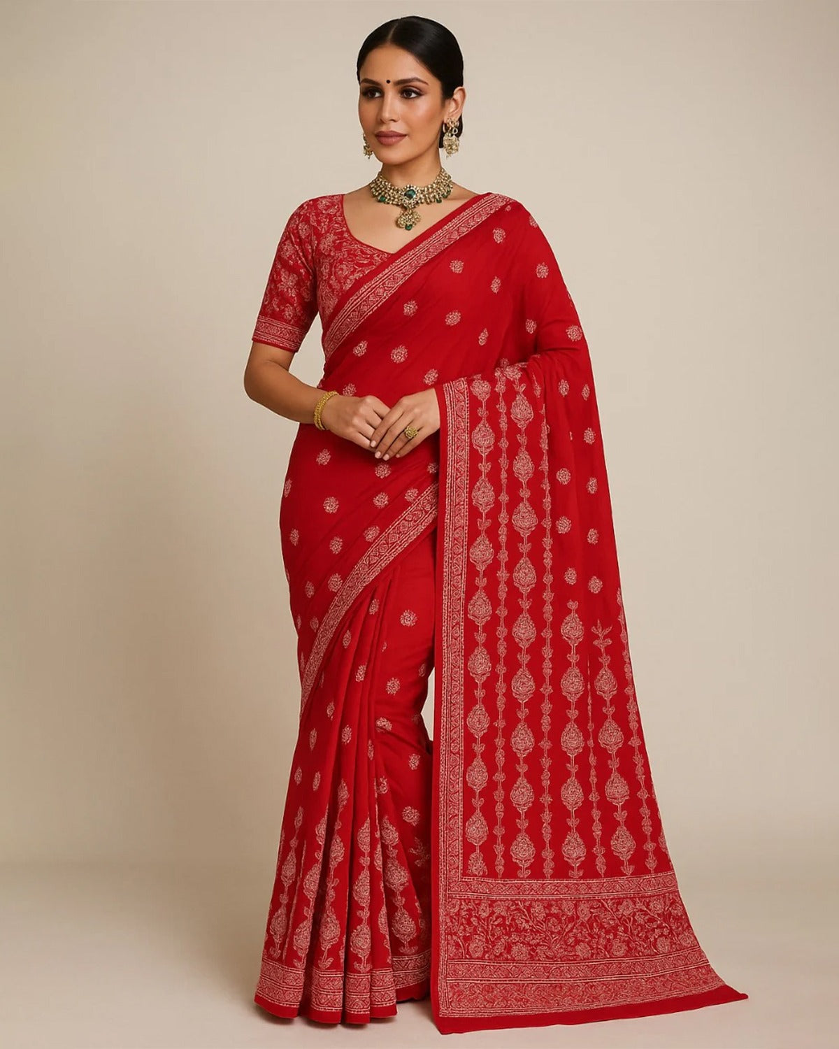Misri Chikankari Georgette Mukaish Saree