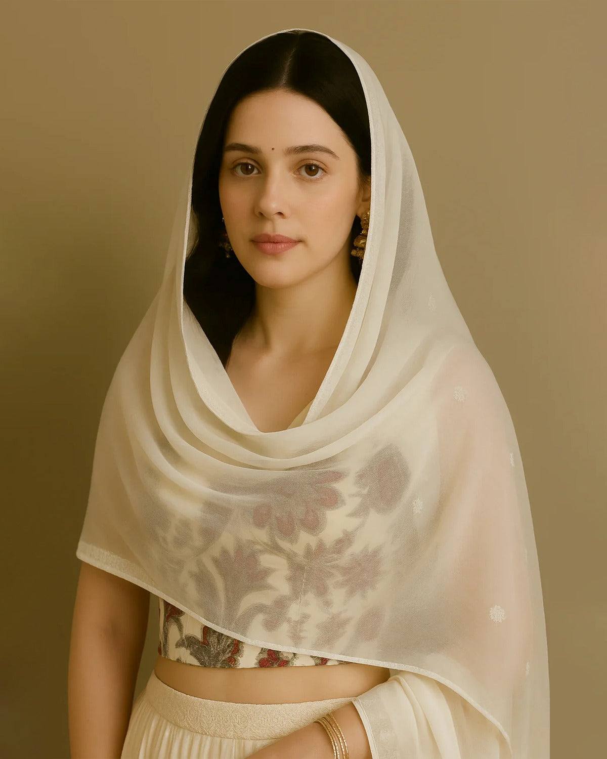 Chiffon dupatta with crochet