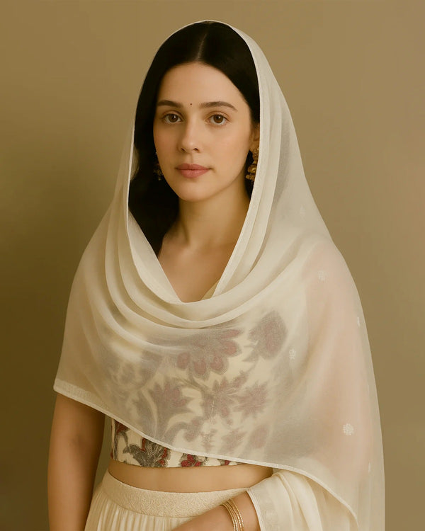 Chiffon dupatta with crochet