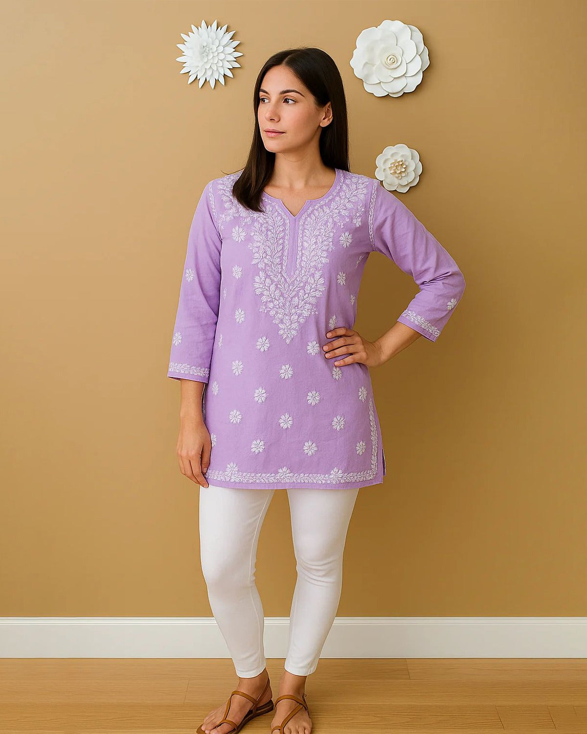 Chikankari Modal Kurta - Ghaaspatti work