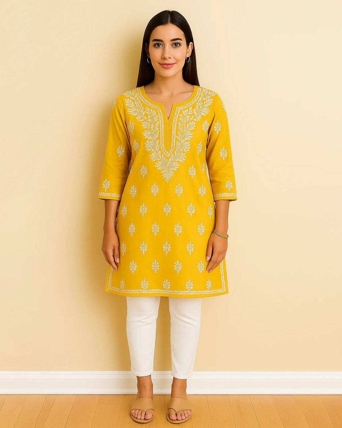 Chikankari Modal Kurta - Ghaaspatti work