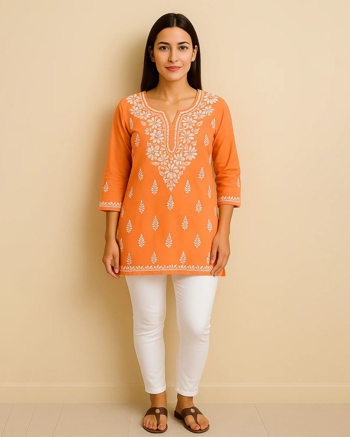Chikankari Modal Kurta - Ghaaspatti work