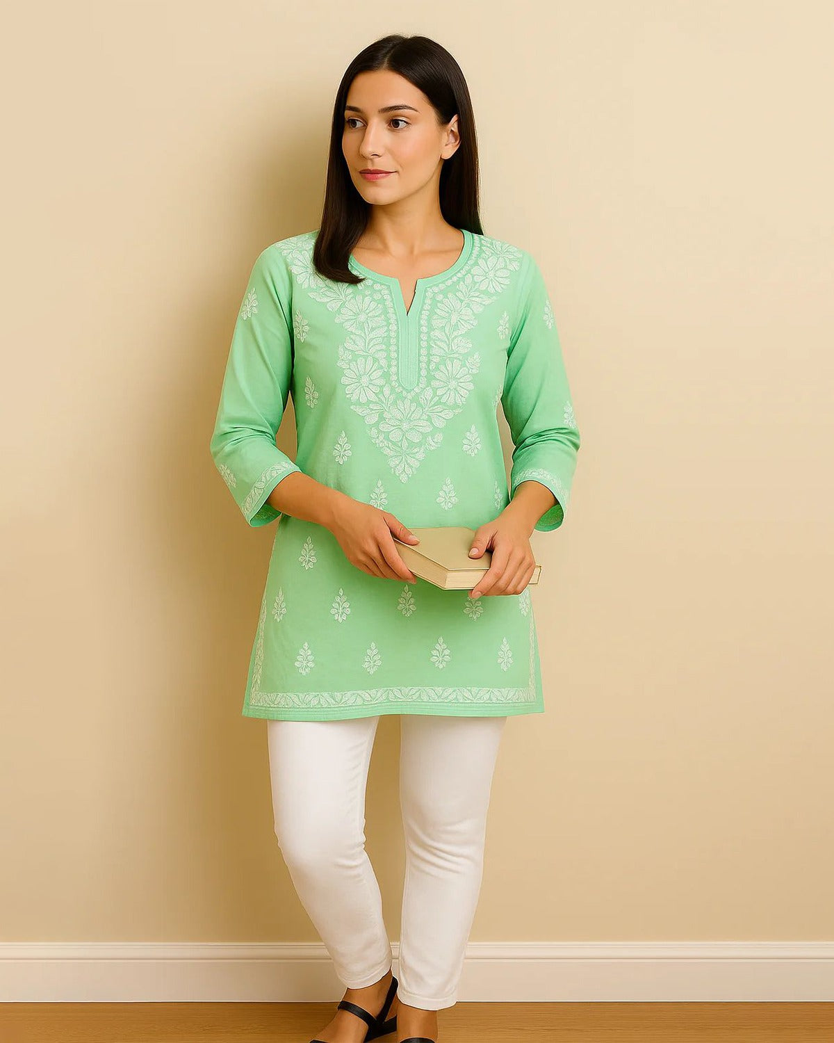 Chikankari Modal Kurta - Ghaaspatti work