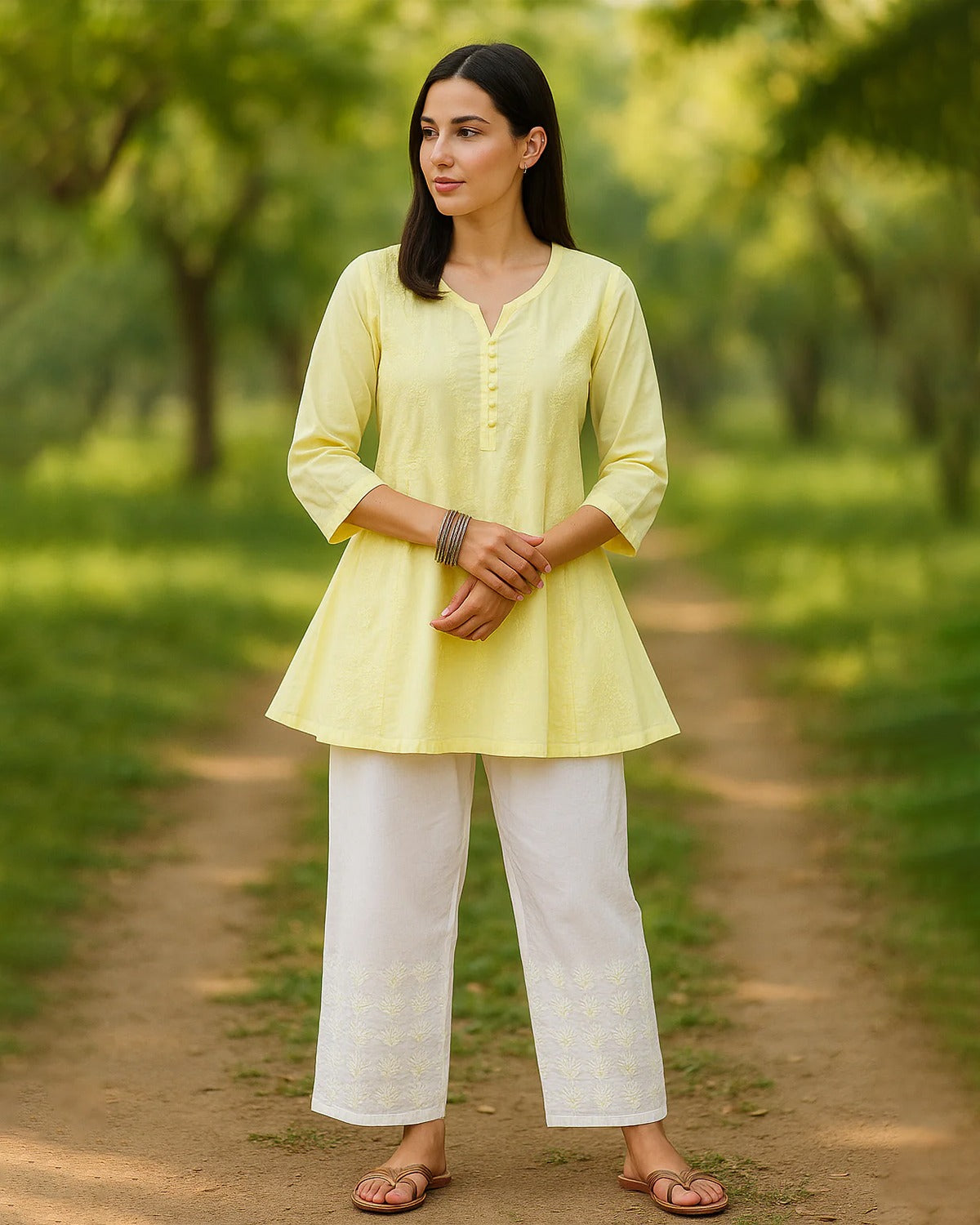 Chikankari Anarkali Top