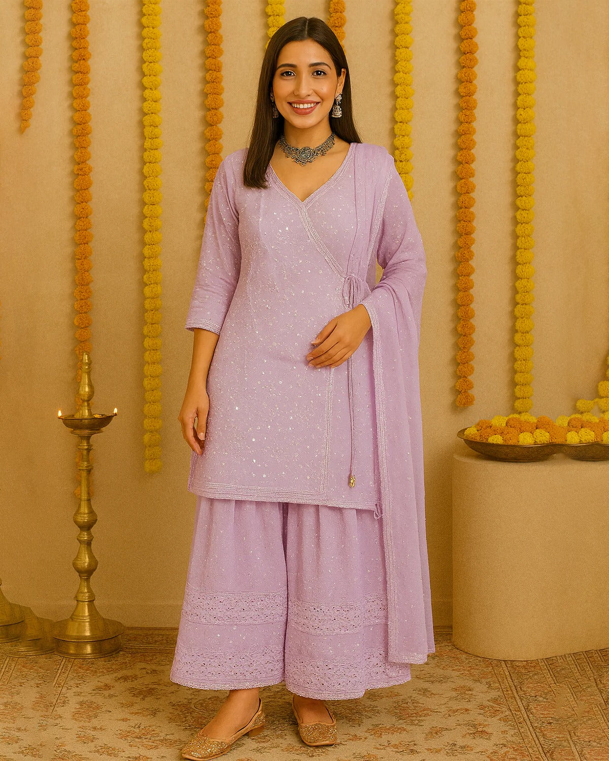 Sitaara Lavender Angrakha Sharara Set