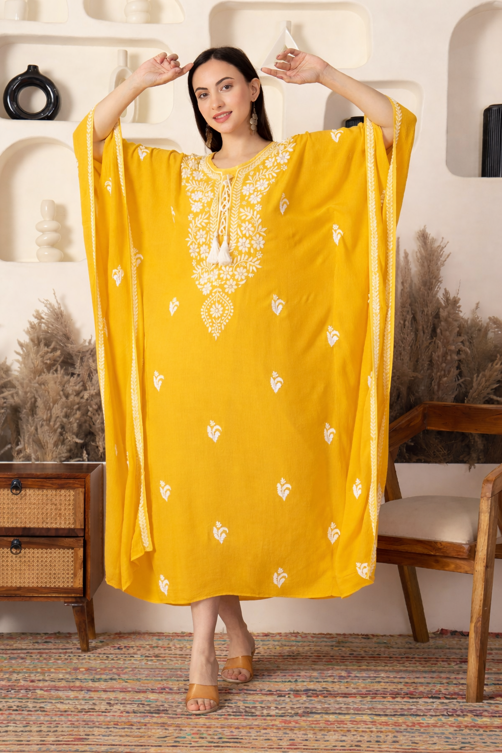 Zaria Rayon Yellow Kaftan