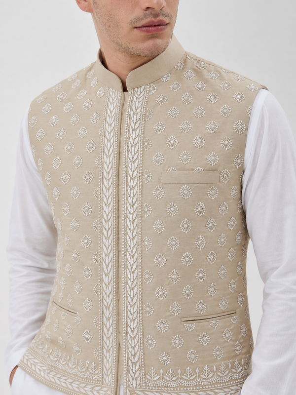 The Limited-Edition Chikankari Nehru Jacket