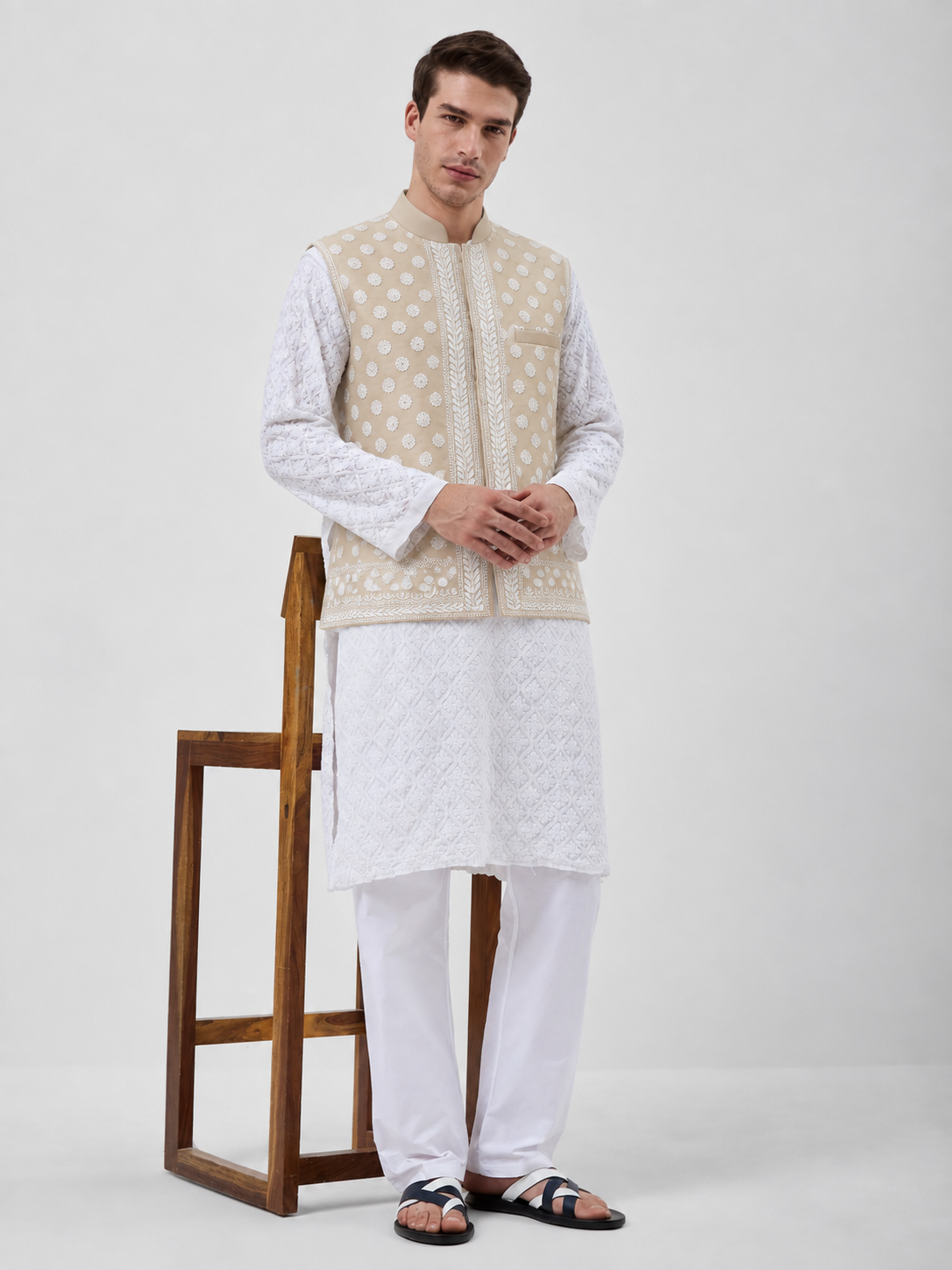 The Limited-Edition Chikankari Nehru Jacket