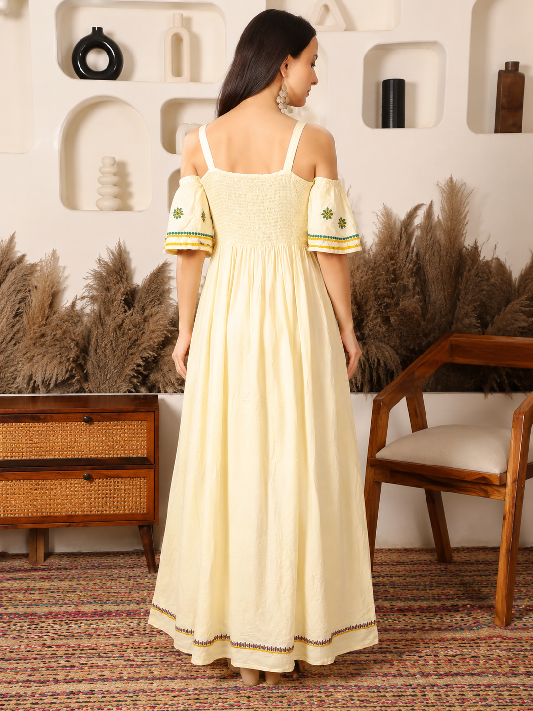 Aira Rayon Butter Yellow Maxi Dress