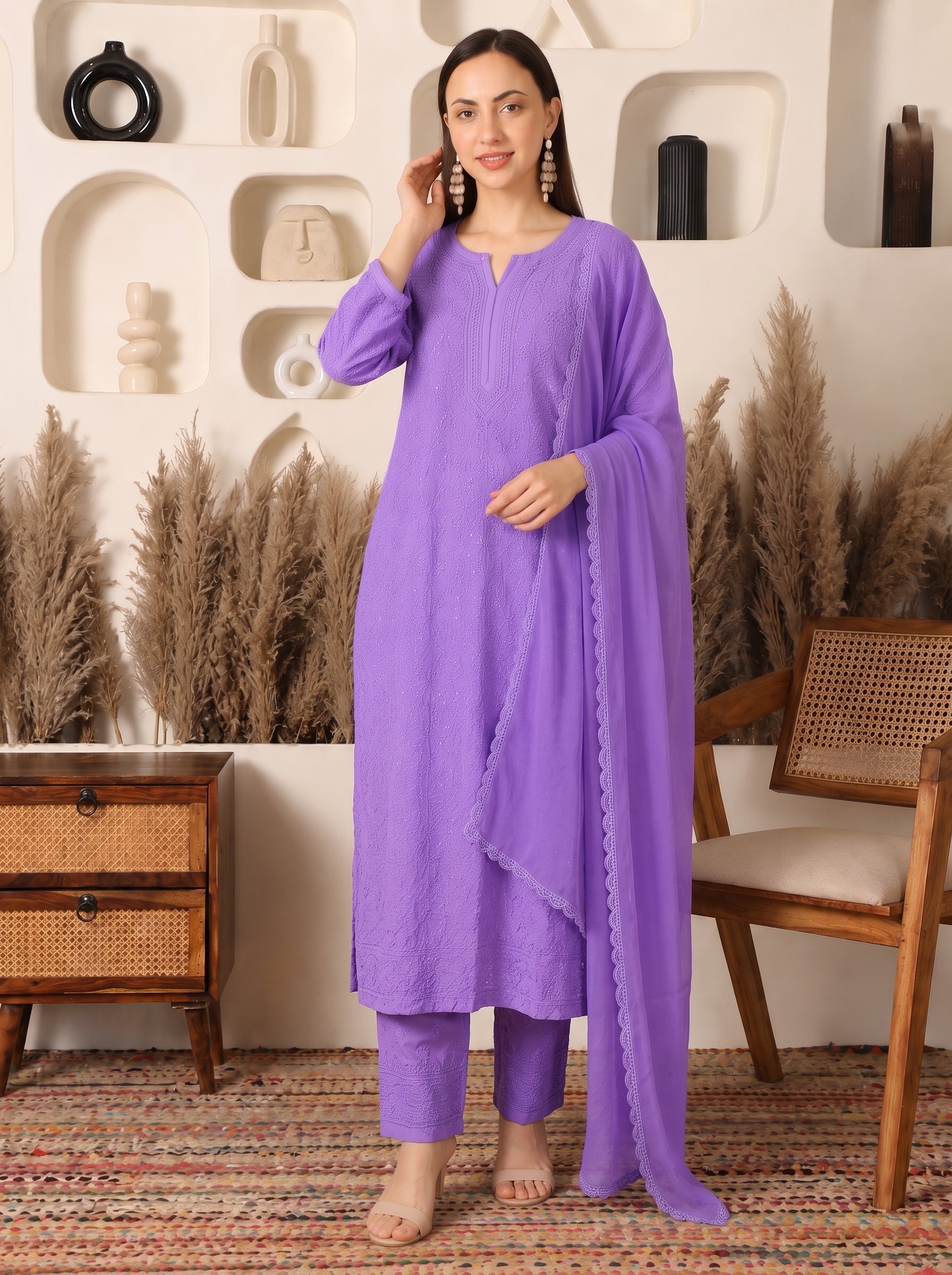 Falak Viscose Lavender Suit Set