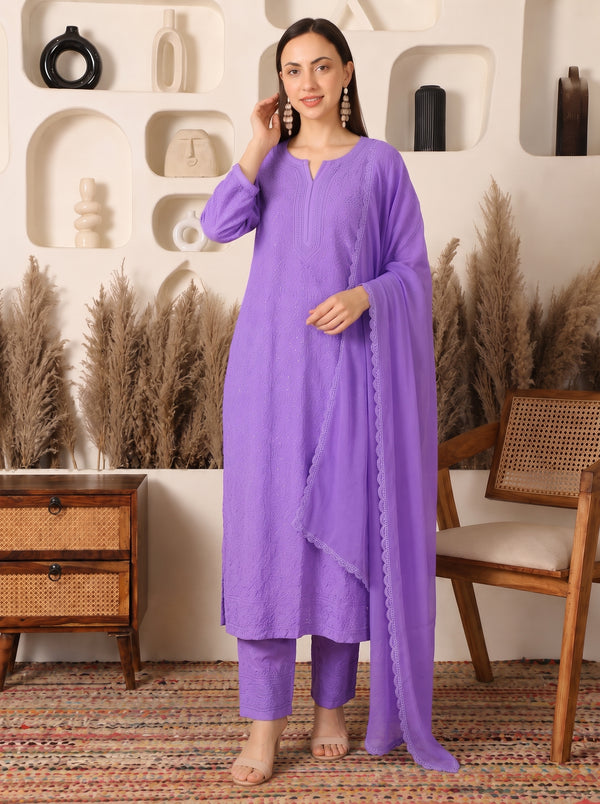 Falak Viscose Lavender Suit Set