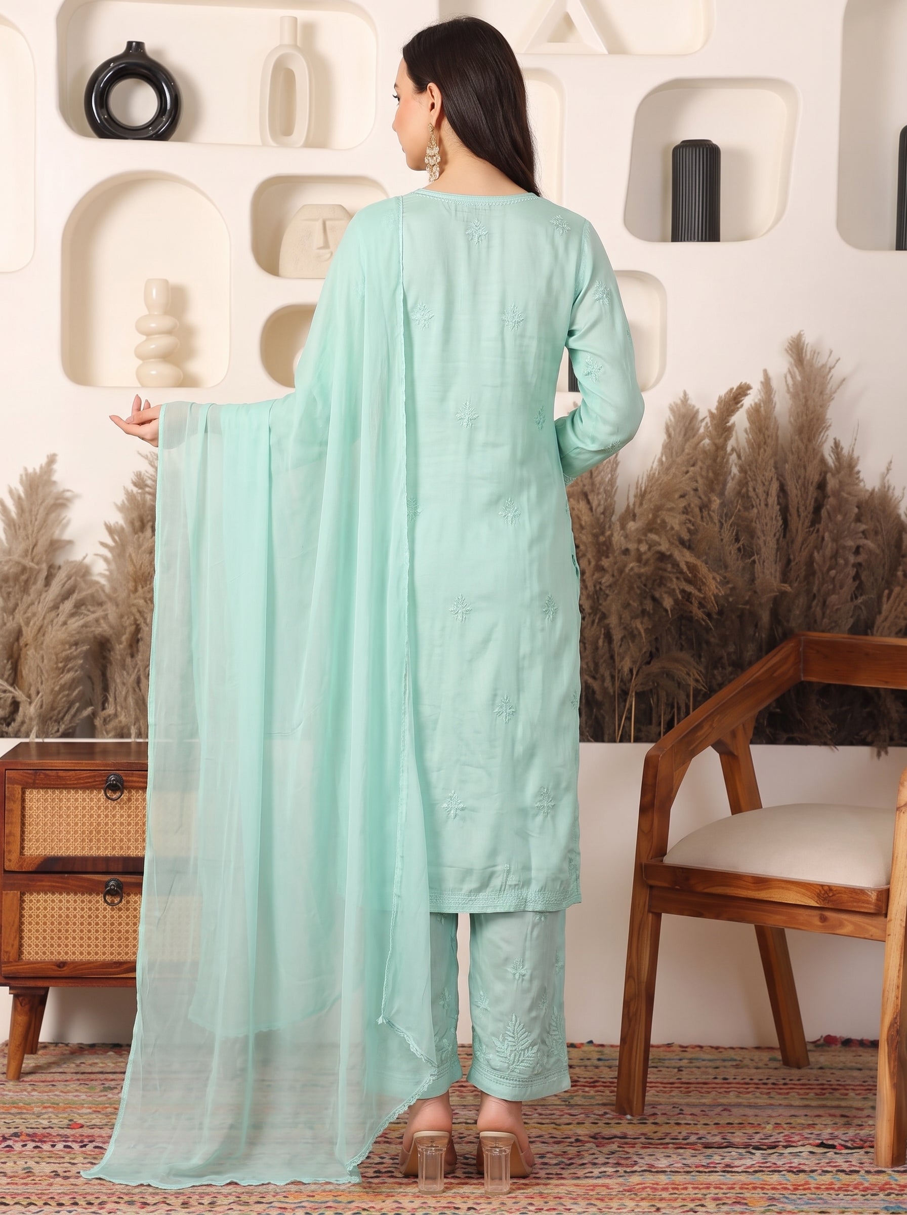 Makhmal Modal Green Suit Set