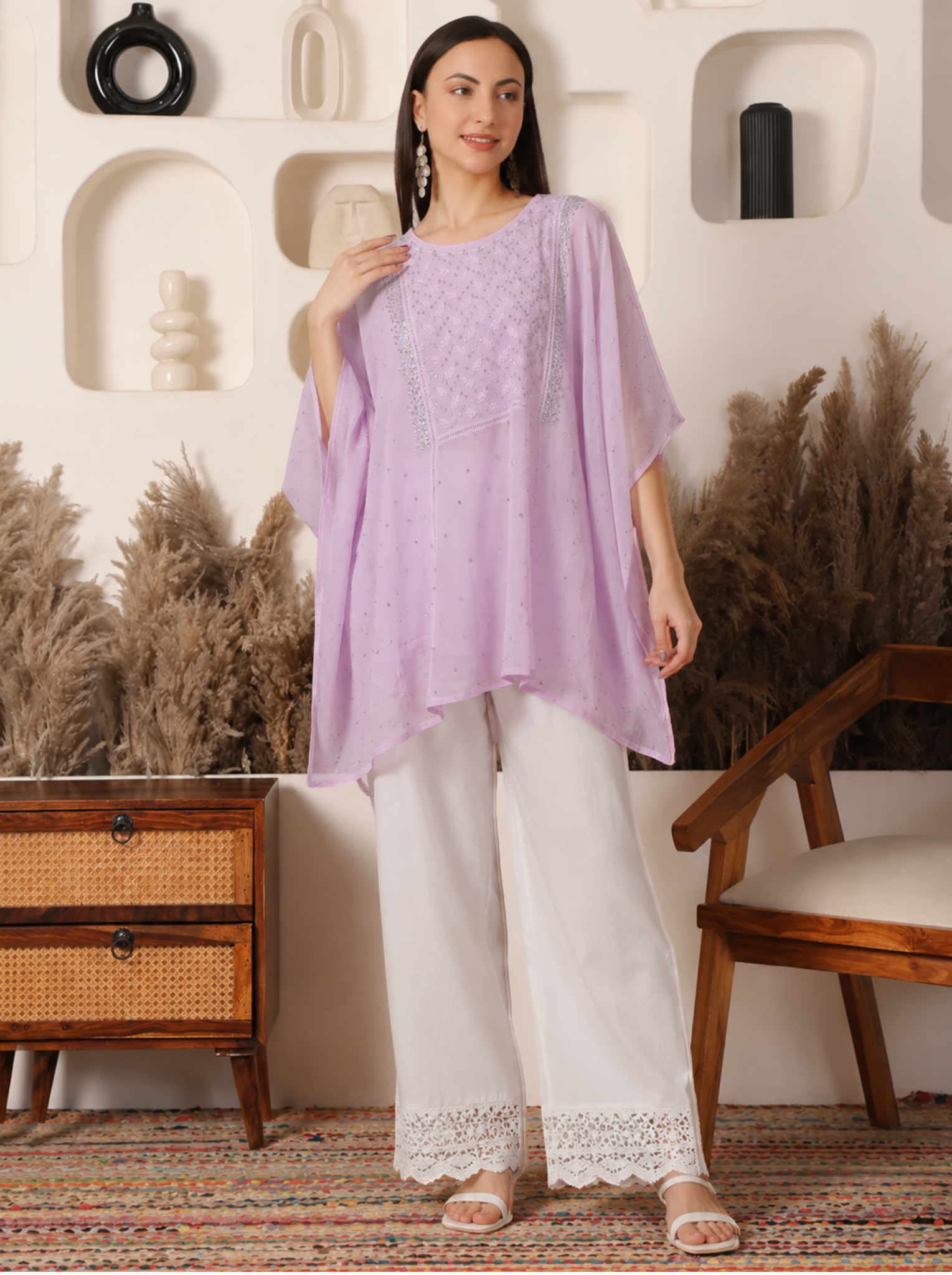 Gulzaar Viscose Pink Kaftan