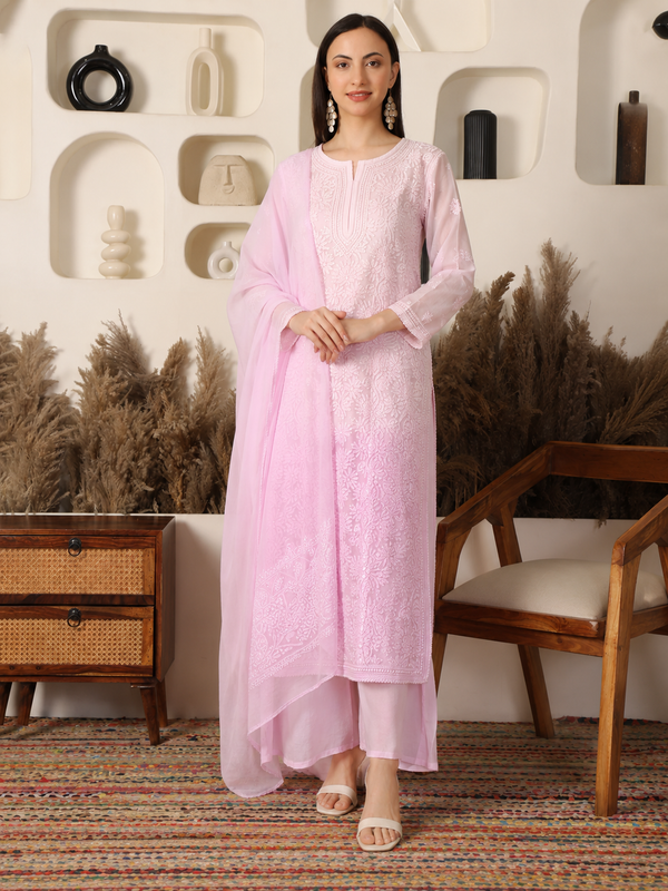 Nazaakat Shimmer Viscose Pink Suit Set