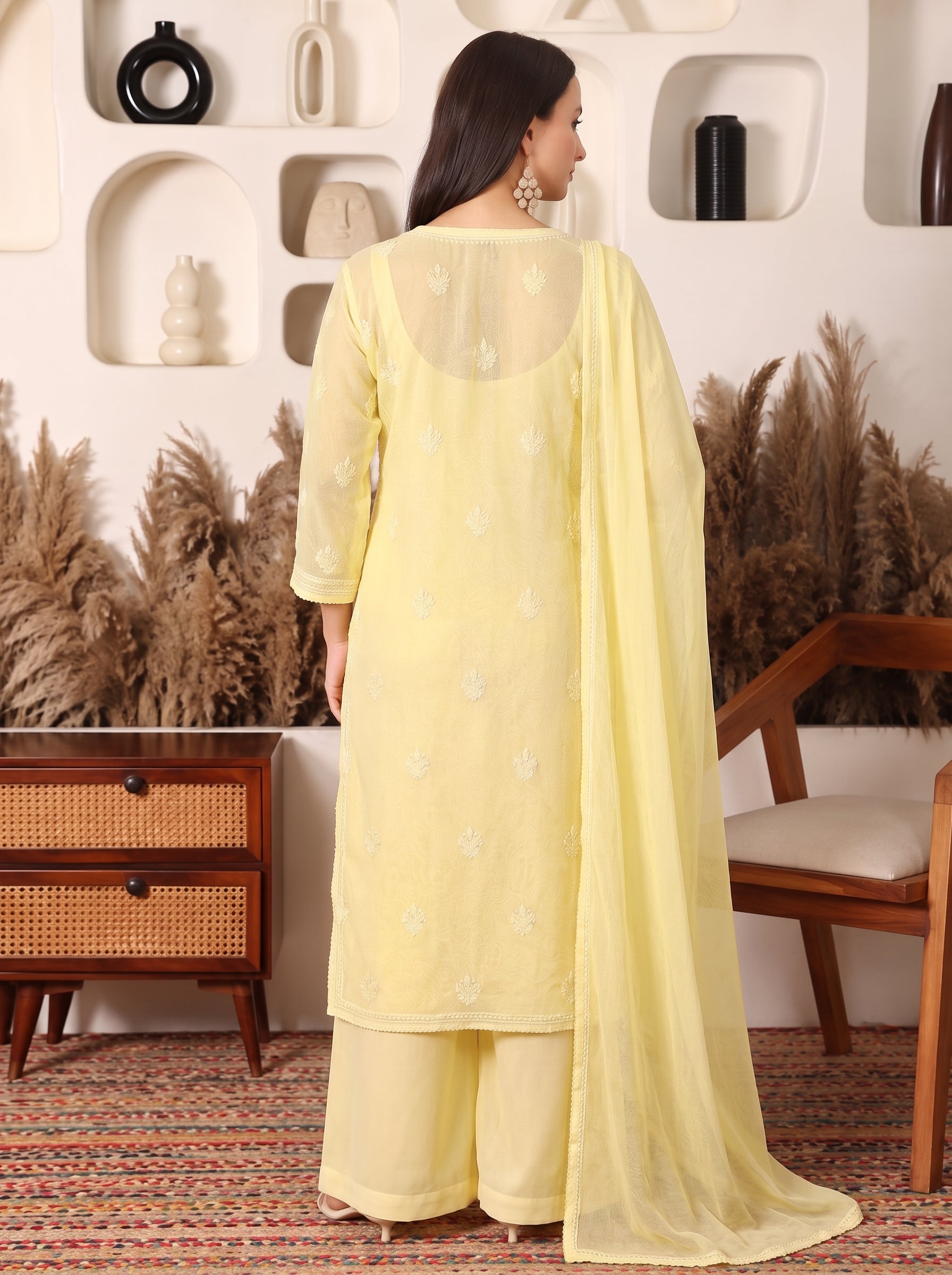 Nazaakat Shimmer Viscose Yellow Suit Set