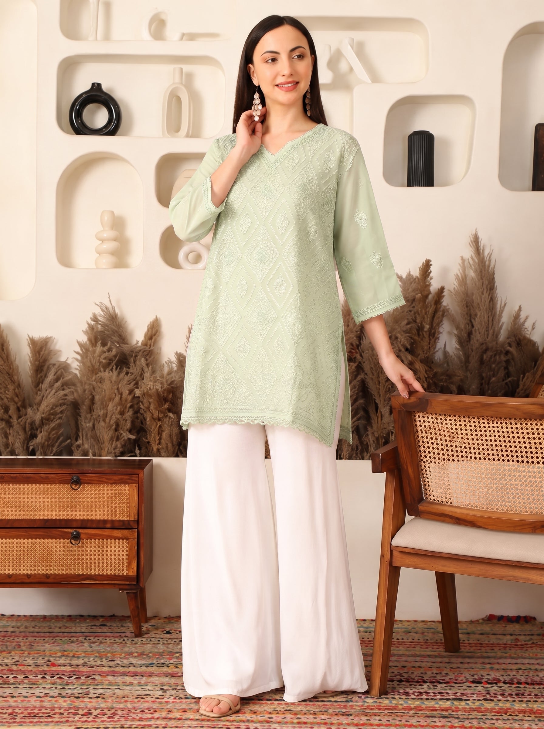 Avira Georgette Pastel Green Kurta