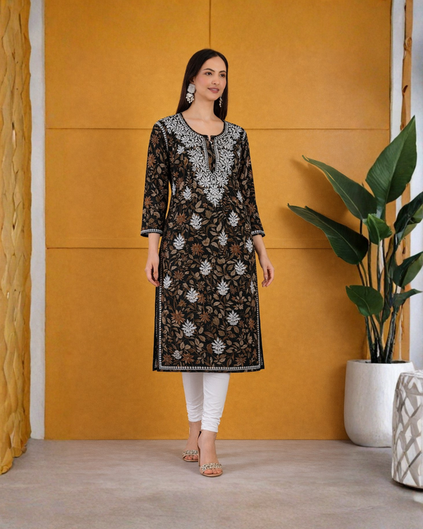 Noor Noir Printed Gala Booti Kurta