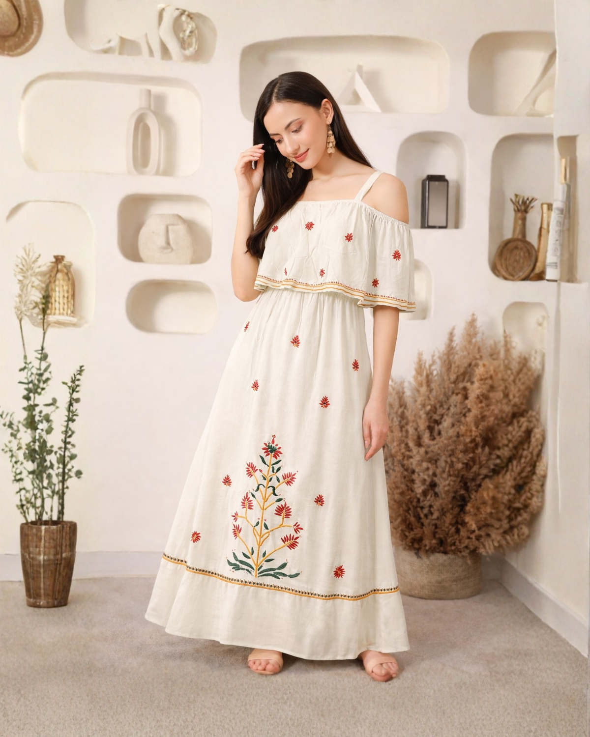The Meadow Chikankari Maxi