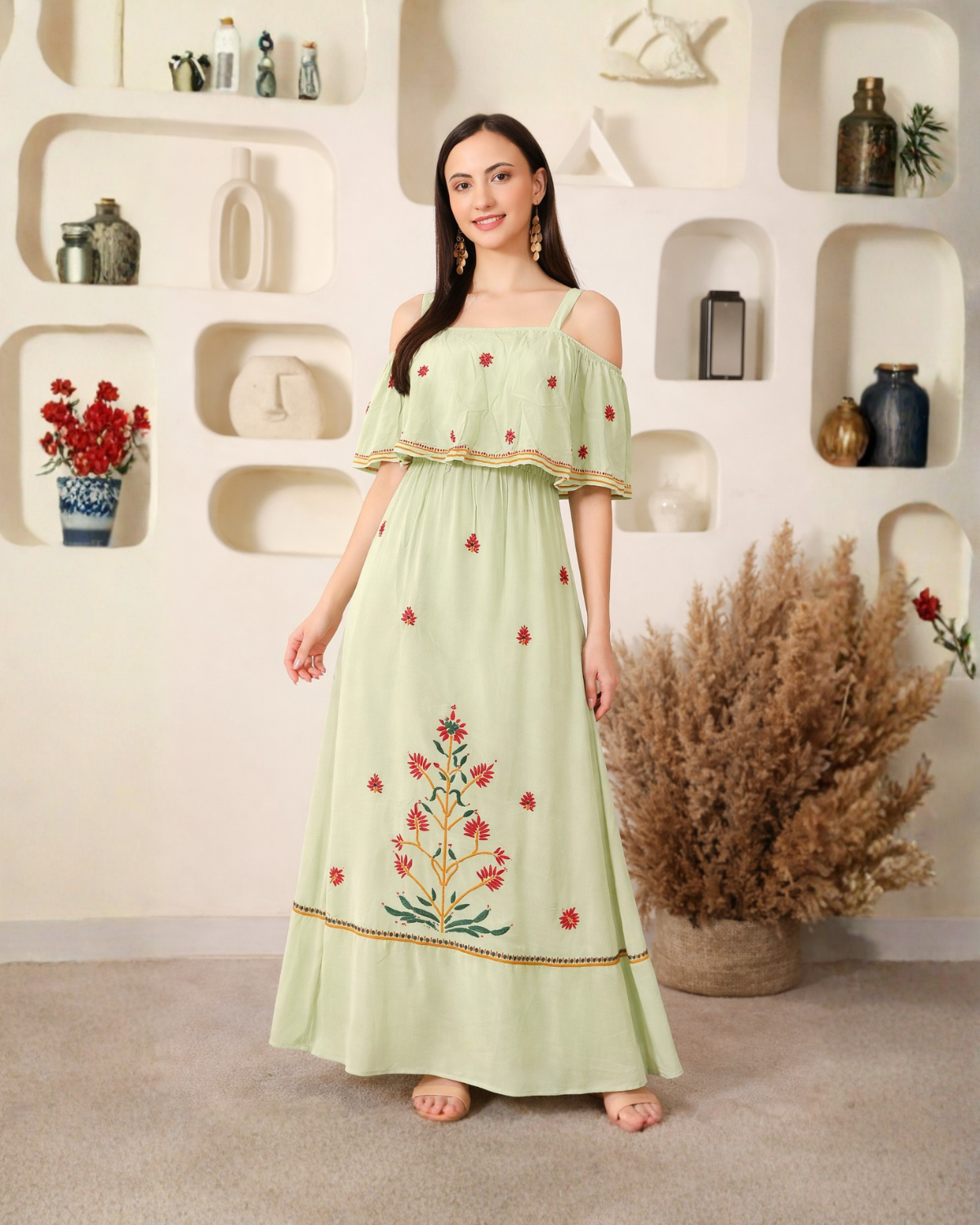 The Meadow Chikankari Maxi