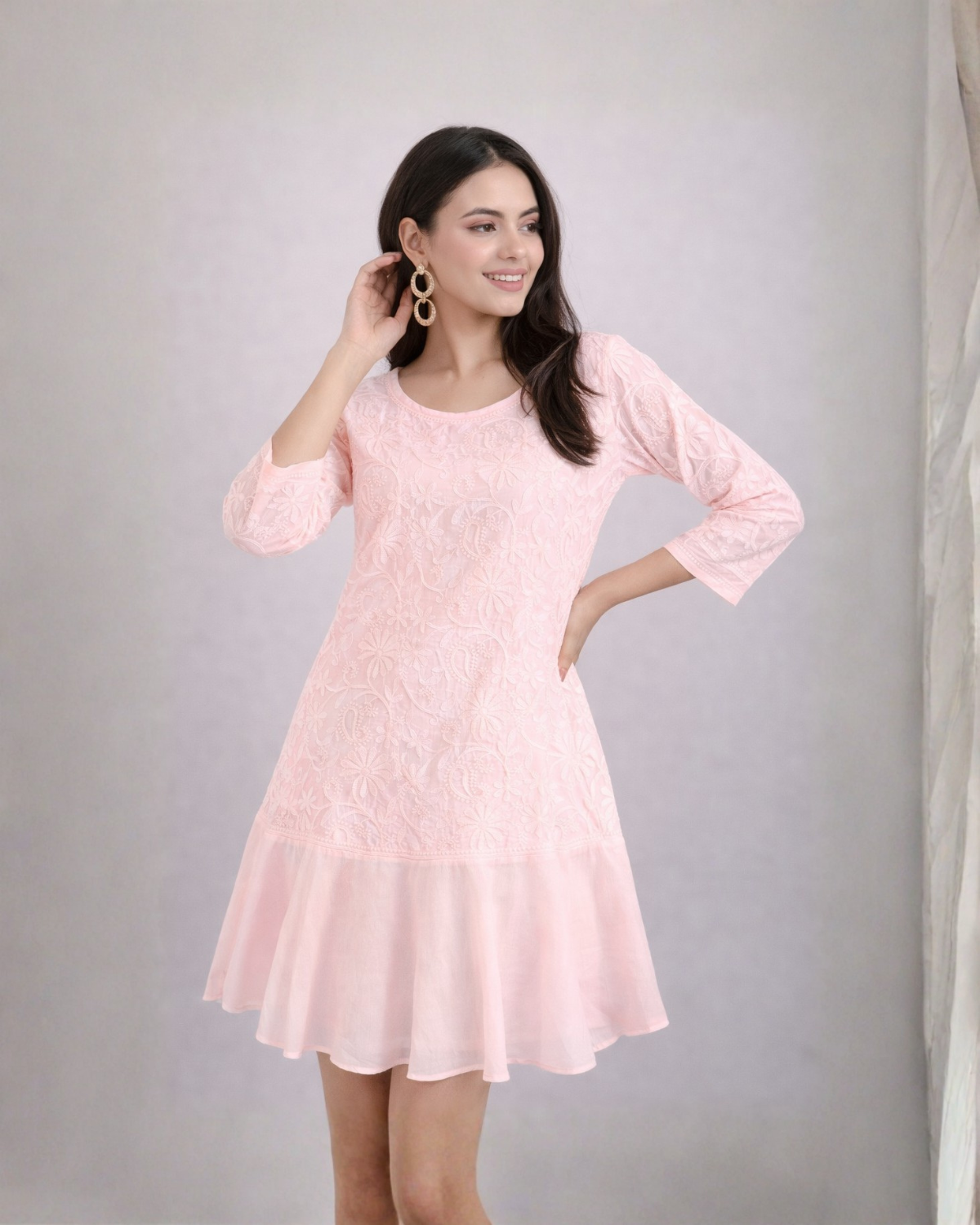Ava Chikankari Flare dress