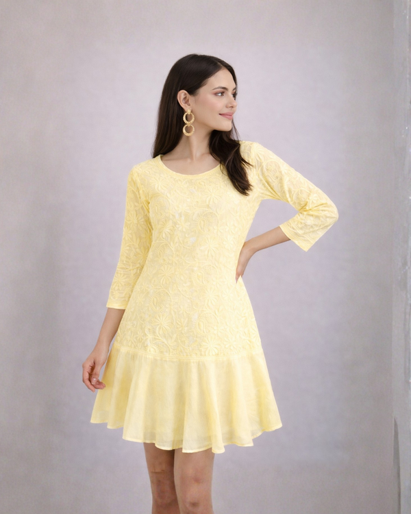 Ava Chikankari Flare dress