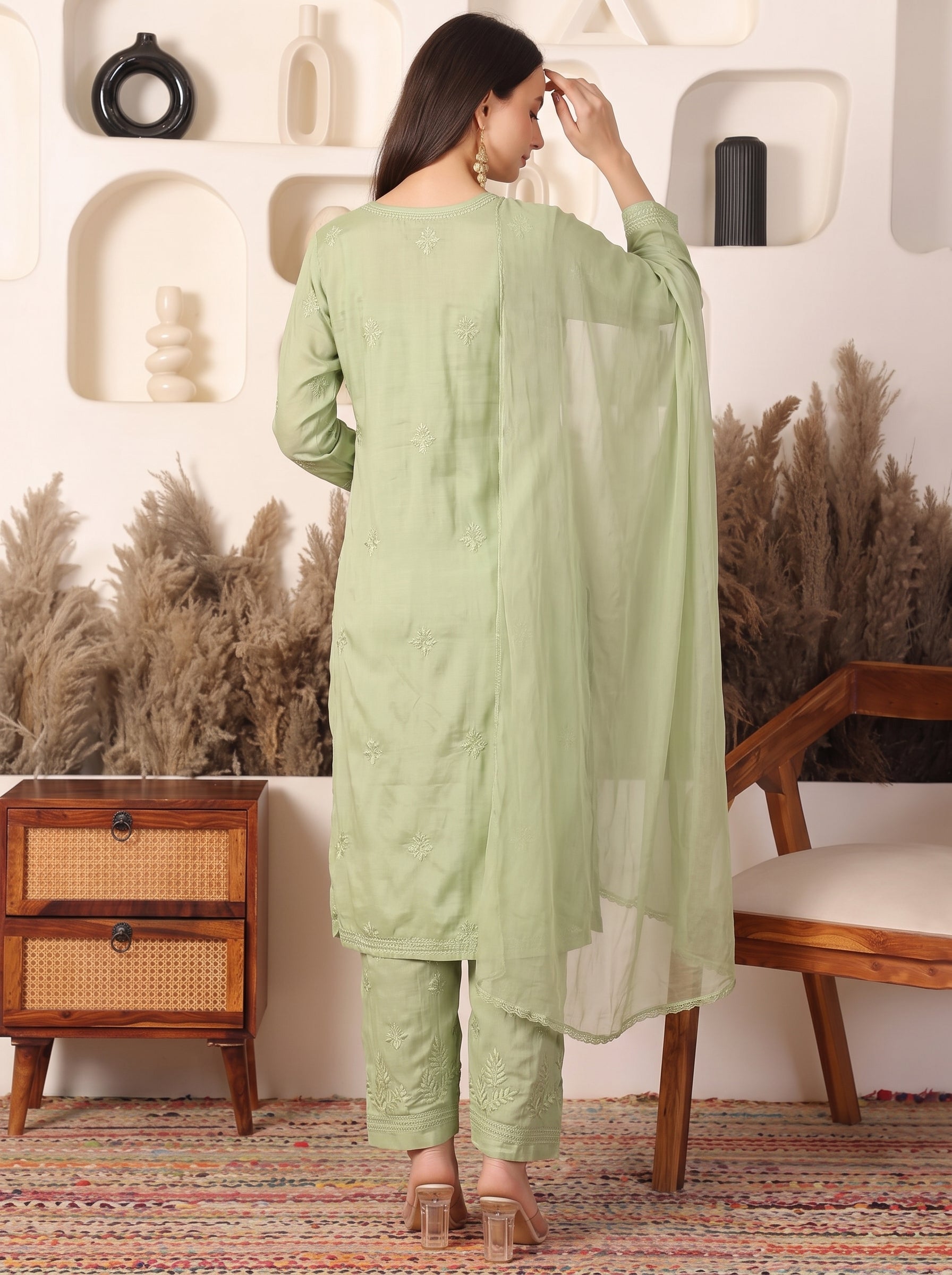 Makhmal Modal Sage Suit Set