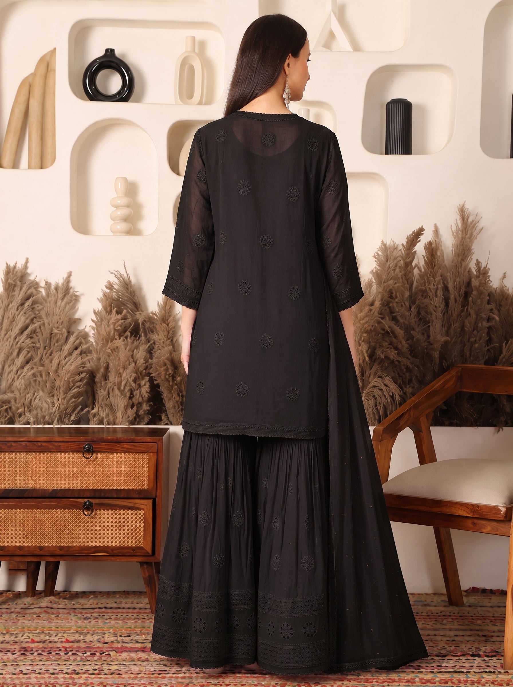 Sitaara Georgette Black Sharara Set