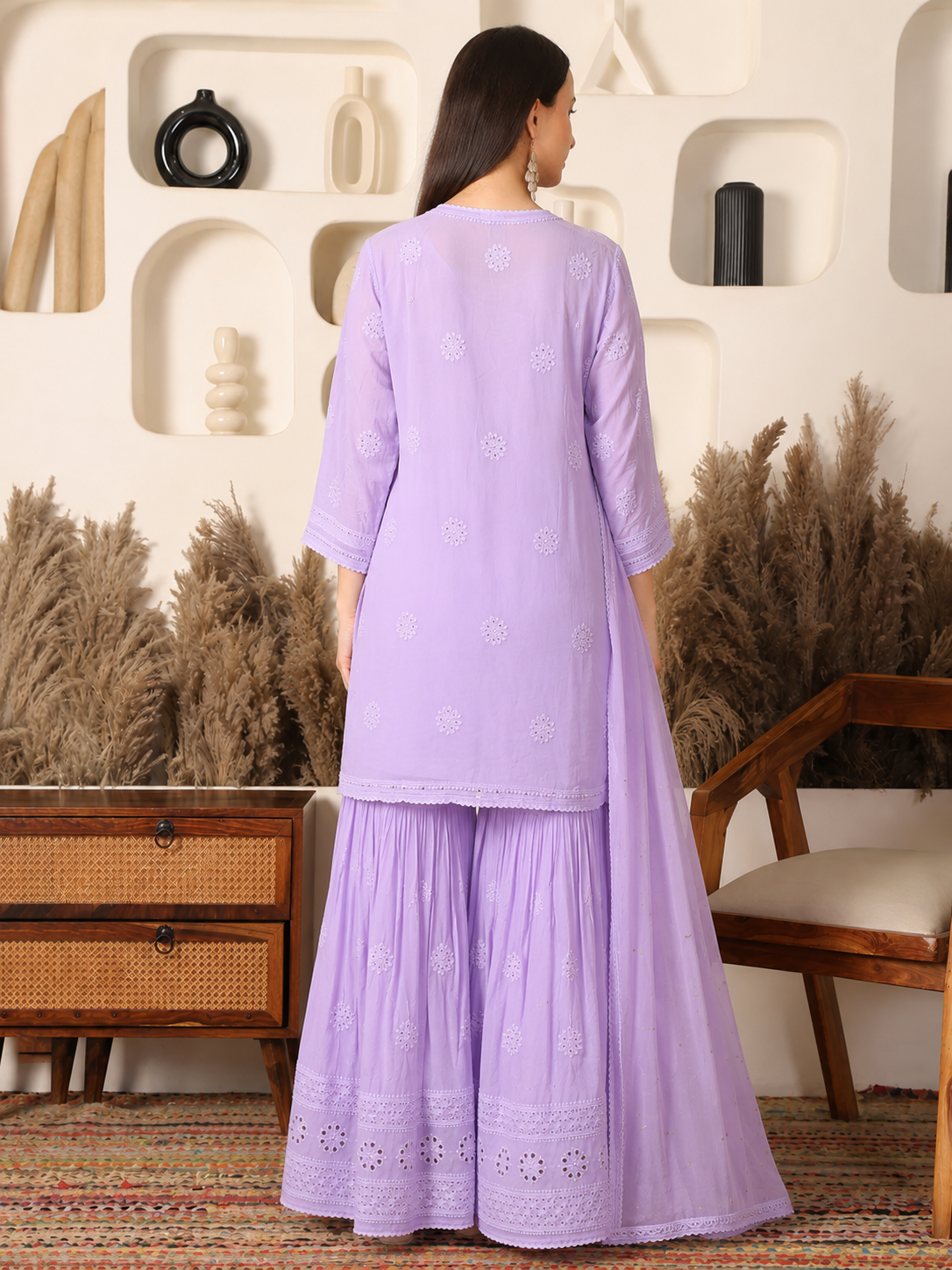 Sitaara Georgette Lavender Sharara Set