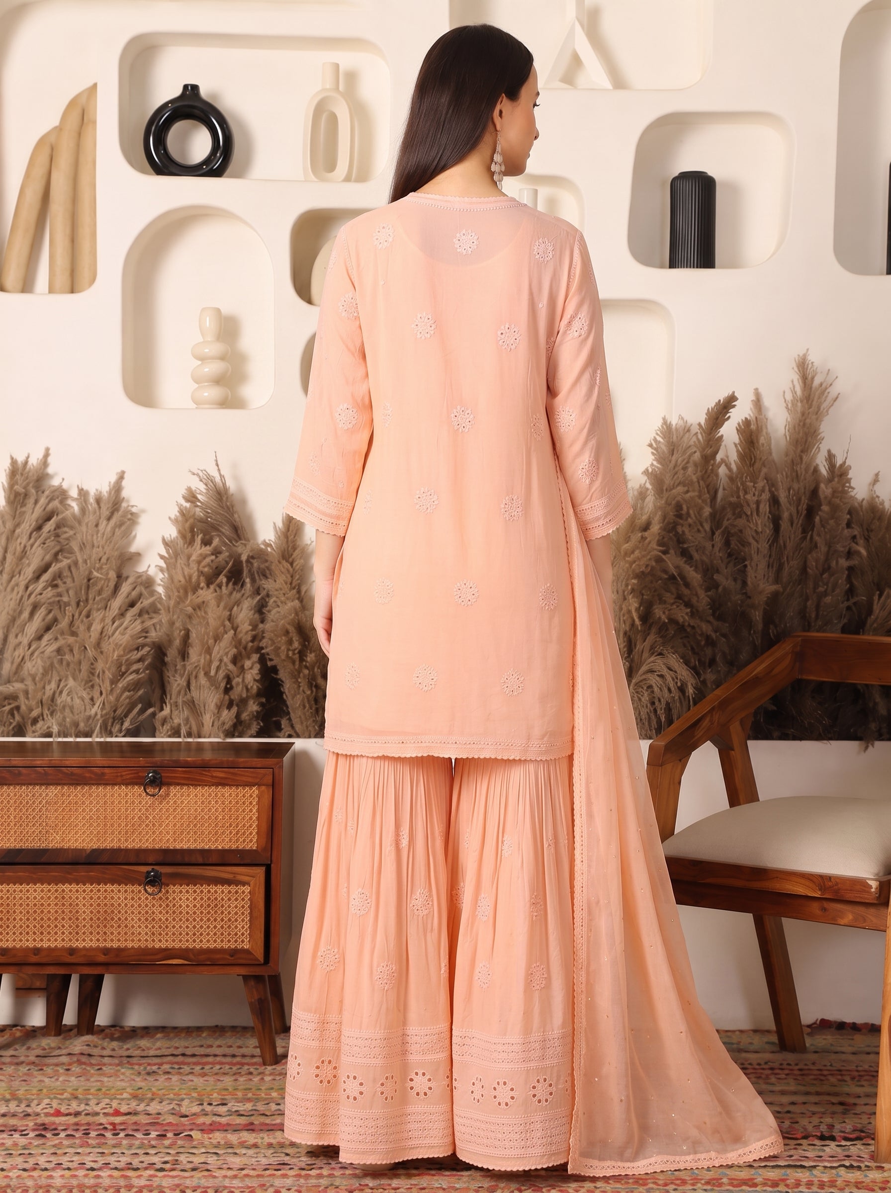 Sitaara Georgette Peach Sharara Set