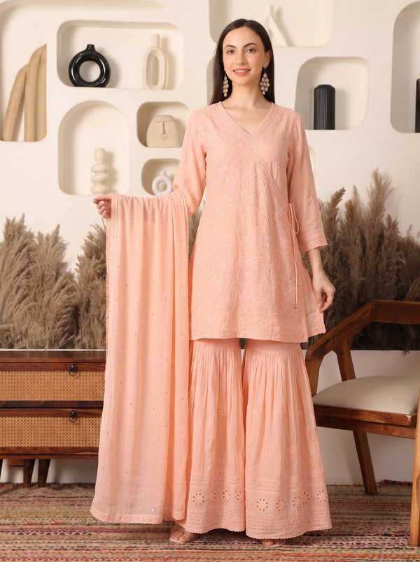 Sitaara Georgette Peach Sharara Set
