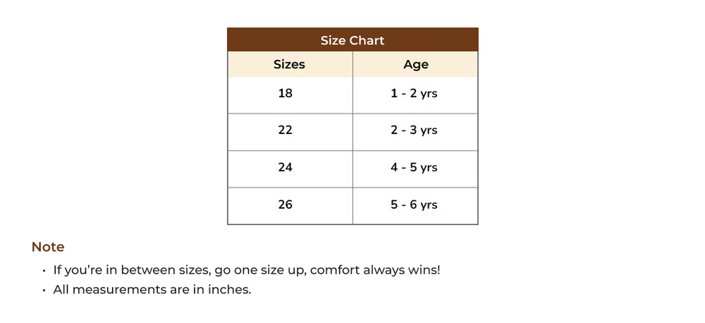 Size chart