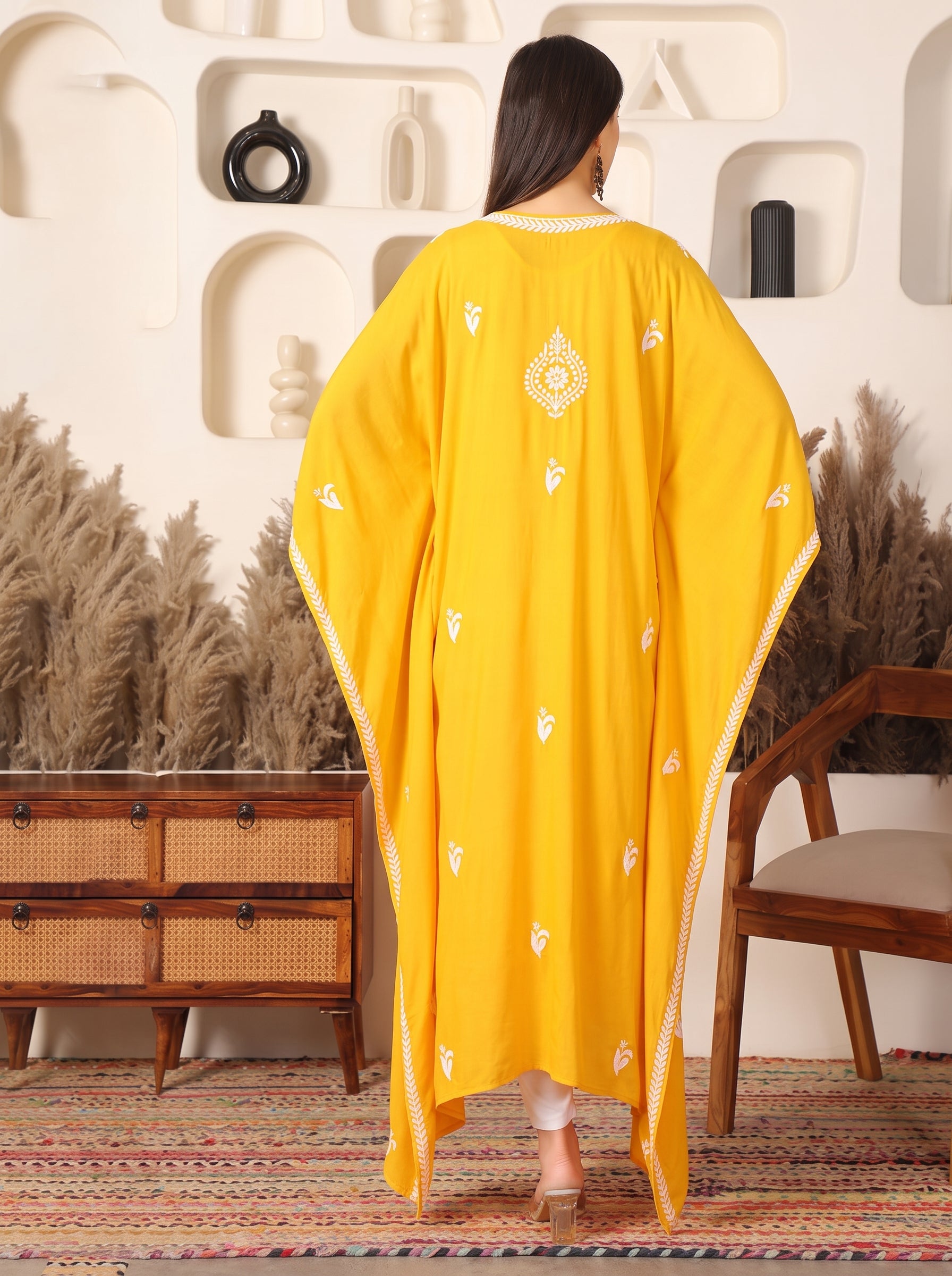 Zaria Rayon Yellow Kaftan