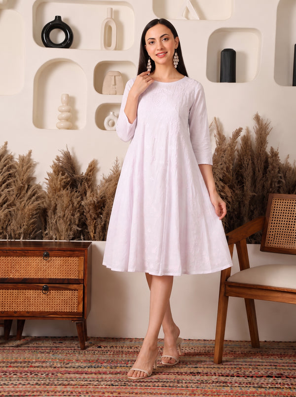 Pariza Cotton White Yoke Dress